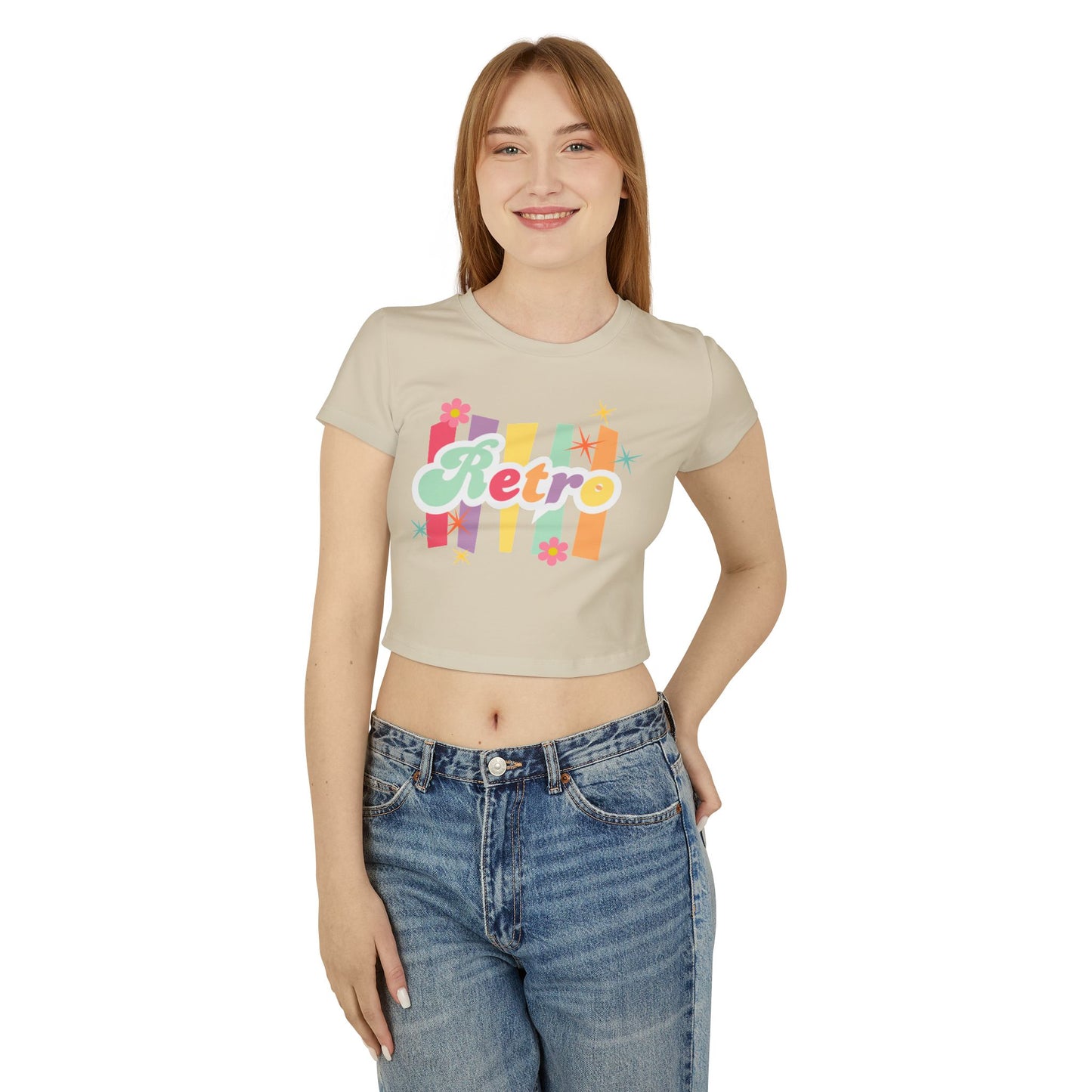 80's Retro Women's Cropped Top Multicolor Design