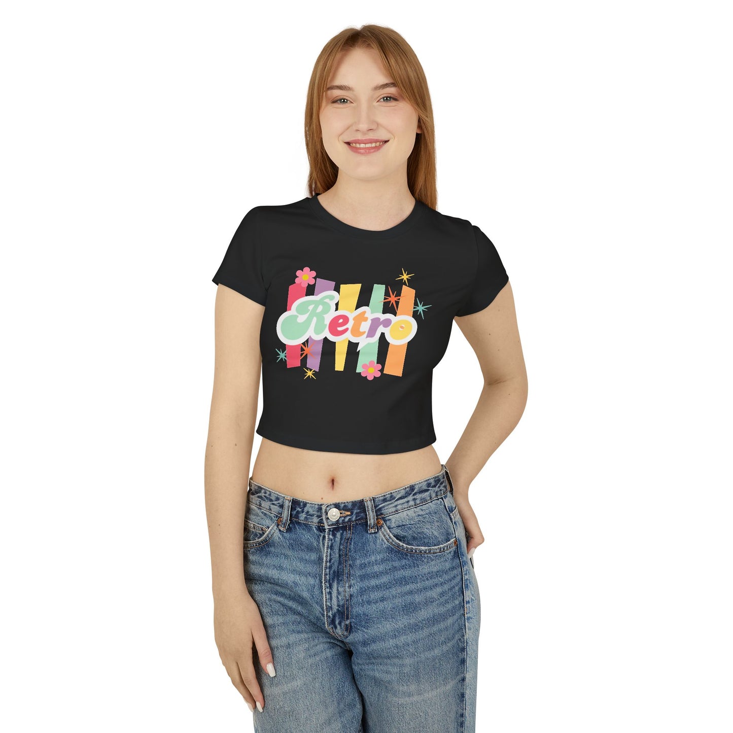 80's Retro Women's Cropped Top Multicolor Design