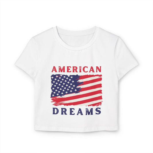 American Women's Baby Tee American Flag T-shirts