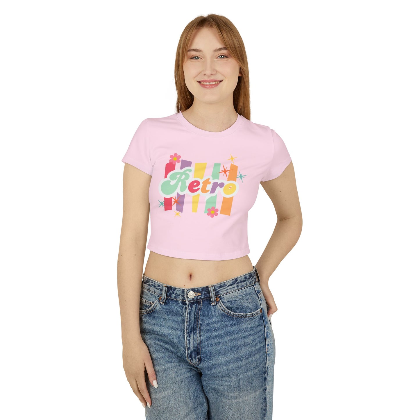 80's Retro Women's Cropped Top Multicolor Design