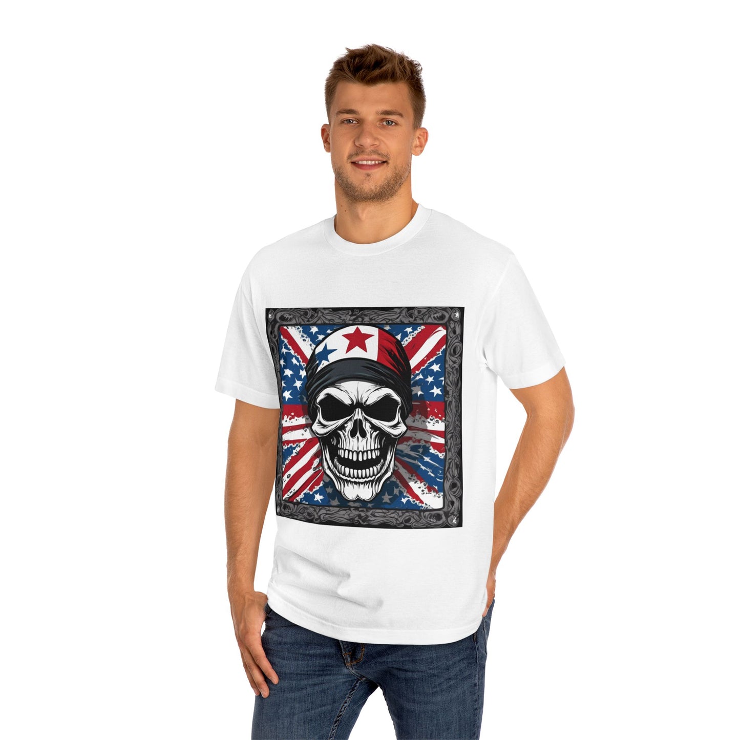 Skull Head  American Flag T-shirt