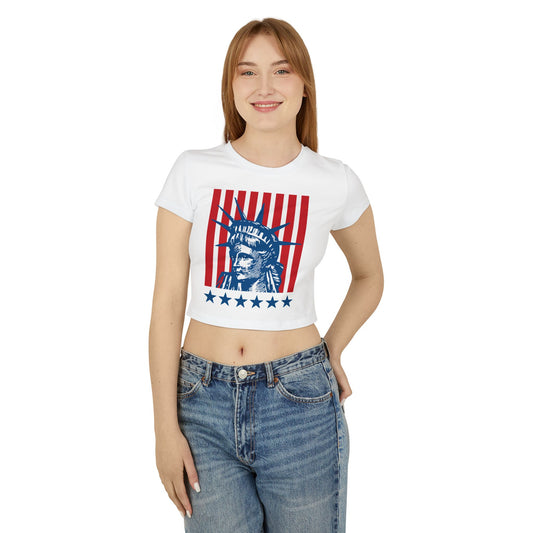 American Patriotic Baby Tee Cropped T-shirt "Statue of Liberty"