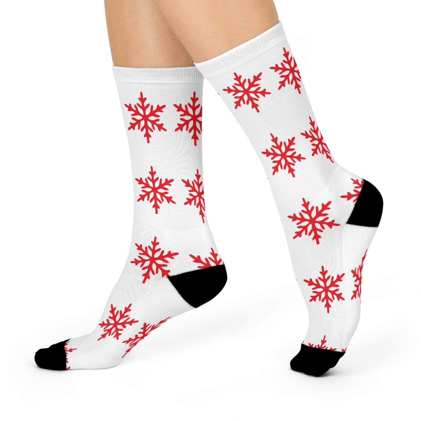 Red Snowflake Christmas Cushioned Crew Socks