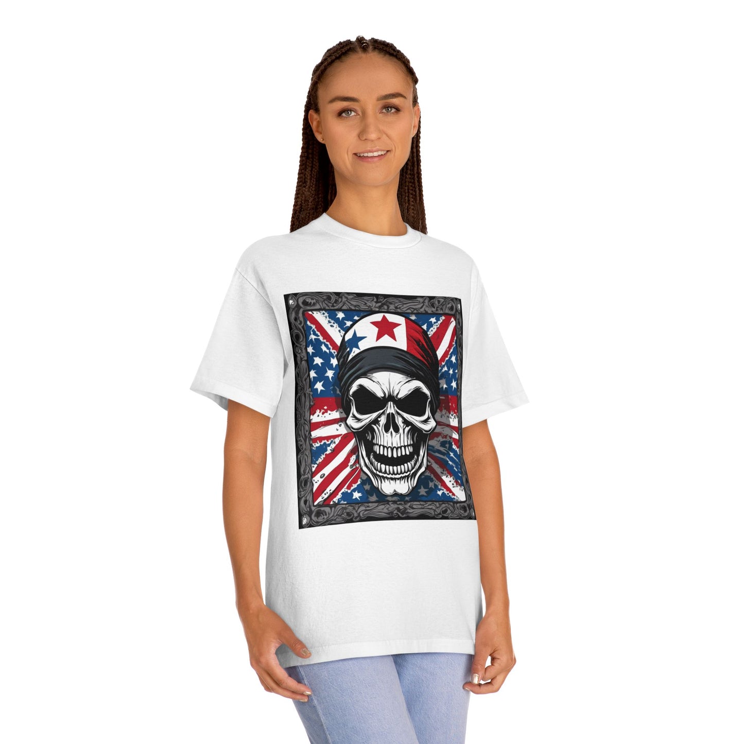 Skull Head  American Flag T-shirt