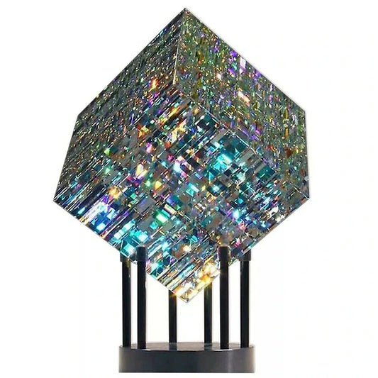 Magical Cube Statue Sculpture Yellow Blue Cube Art Ornaments Magik Chroma Cube Glass Sculpture Handmade Home Decoration Crafts